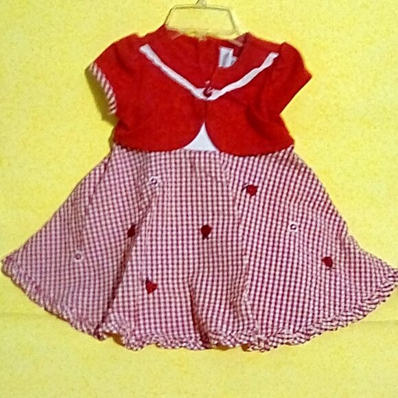 Youngland red & white lady bug gingham Dress 18m - Picture 1 of 6